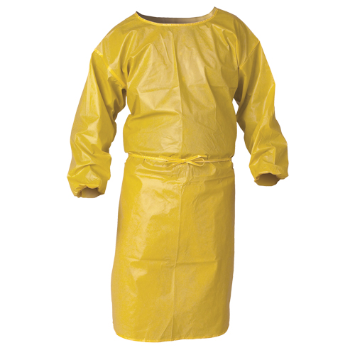 Blouse de protection Kleenguard contre la vaporisation de produits chimiques, Polypropyl&egrave;ne, Jaune, 34" la x 52" lo Action Paper
