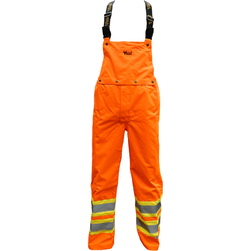 Journeyman Detachable Bib Safety Pants, Polyester, Small, High Visibility Orange Action Paper