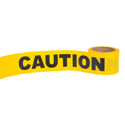 "Caution" Barricade Tape, English, 3" W x 300' L, 1.5 mils, Black on Yellow Action Paper