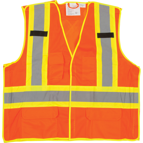 Veste de s&eacute;curit&eacute; d&eacute;tachable en cinq points de premi&egrave;re qualit&eacute;, Orange haute visibilit&eacute;, Grand/T-Grand, Polyester Action Paper
