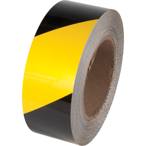 Ruban de marquage pour plancher Tuff Mark, 2" x 100', Polyester, Noir et jaune Action Paper