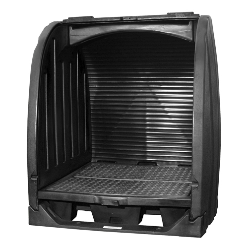 Spill Containment Sheds With Drain, 65" L x 58" W x 69" H, 6000 lbs. Load Capacity Action Paper