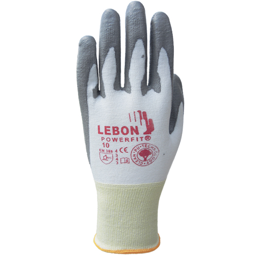 Gants r&eacute;sistants &agrave; la coupe PowerFit Lebon, Taille Grand/10, Calibre 13, Rev&ecirc;tement Polyur&eacute;thane, Enveloppe en Poly&eacute;thyl&egrave;ne, ASTM ANSI niveau A2/EN 388 niveau B Action Paper