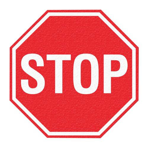 "Stop" Floor Sign, Adhesive, English with Pictogram Action Paper