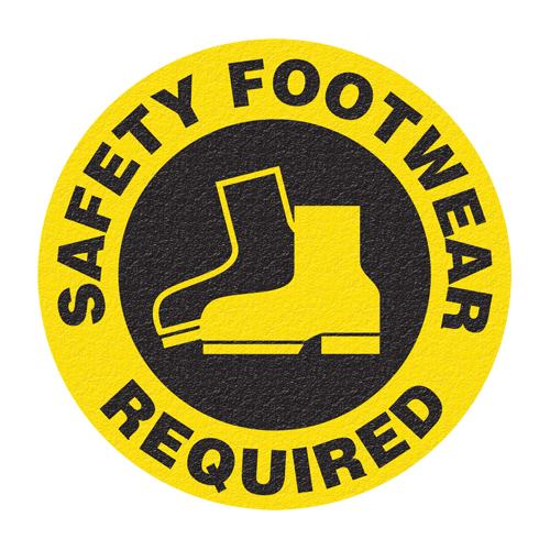 "Safety Footwear" Floor Sign, Adhesive, English with Pictogram Action Paper