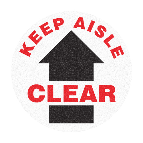"Keep Aisle Clear" Floor Sign, Adhesive, English with Pictogram Action Paper