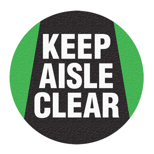 "Keep Aisle Clear" Floor Sign, Adhesive, English with Pictogram Action Paper