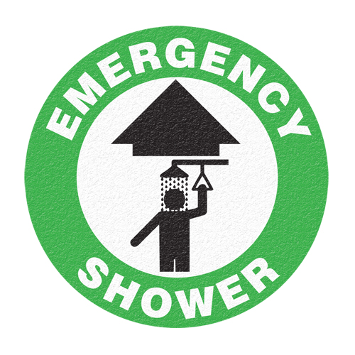 "Emergency Shower" Floor Sign, Adhesive, English with Pictogram Action Paper