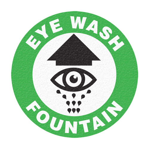"Eye Wash Fountain" Floor Sign, Adhesive, English with Pictogram Action Paper