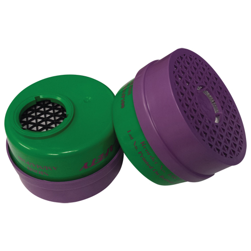 Cartouche pour respirateur, Combinaison cartouche et filtre contre les particules pour gaz/vapeurs, Ammoniac/M&eacute;thylamine/Filtre P100 Action Paper