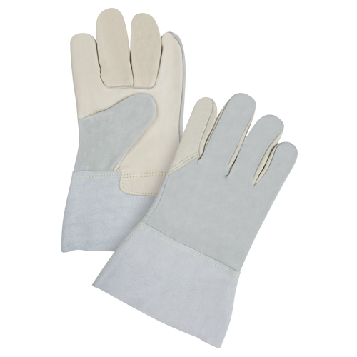 Split-Back Premium Work Gloves, Medium, Grain Cowhide Palm Action Paper