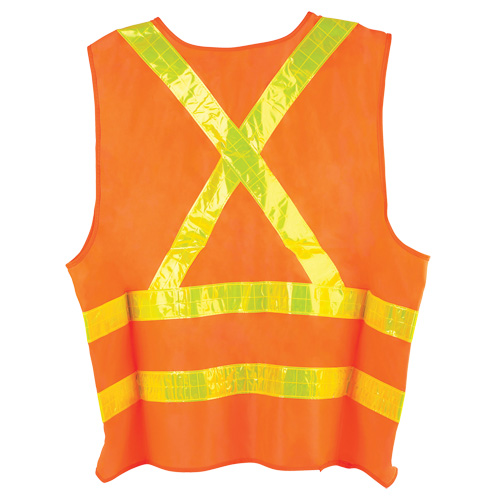 Dynamic Traffic Vest, High Visibility Orange, Large, Polyester Action Paper