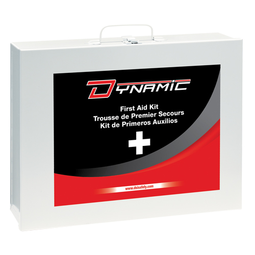 Trousse de premiers soins industrielle pour usage g&eacute;n&eacute;ral Dynamic, Dispositif m&eacute;dical Classe 1, Boîte en m&eacute;tal Action Paper