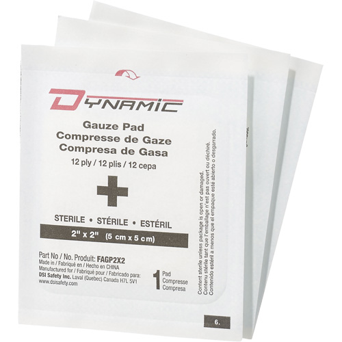 Gaze Dynamic, Tampon, 2" lo x 2" la, St&eacute;rile, Dispositif m&eacute;dical Classe 1 Action Paper