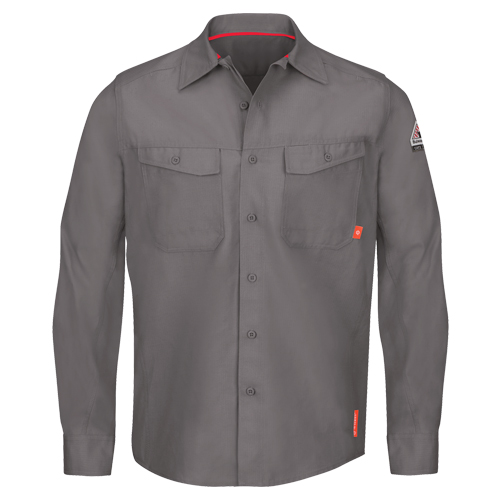 IQ Endurance&reg; Men's Work Shirts, Small, Grey Action Paper