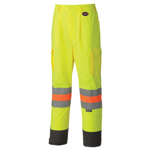6009 Pantalon de s&eacute;curit&eacute; routi&egrave;re respirant, Polyester, T-petit, Jaune lime haute visibilit&eacute; Action Paper