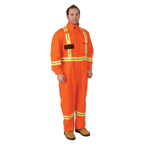 Firewall FR&reg; Striped Coveralls, Size Small, Orange Action Paper