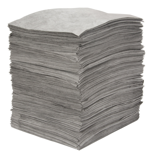 Premium Meltblown Sorbent Pads, Universal, 15" x 18", 30 gal. Absorbancy Action Paper
