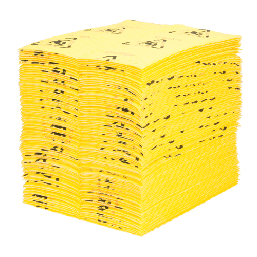 Tampons d'avertissement de premi&egrave;re qualit&eacute; - absorbants haute visibilit&eacute;, Universel, 15" x 18", 24,4 gal. d'absorption Action Paper