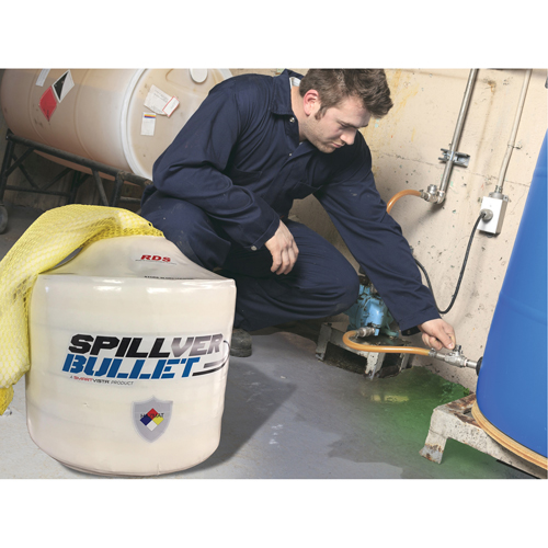 Spillver Bullet Hazmat Boom, Hazmat, 50' L x 5" W, 14 gal. Absorbancy Action Paper