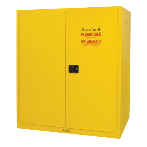 Vertical Drum Storage Cabinet, 110 US gal. Cap., 2 Drums, Yellow Action Paper