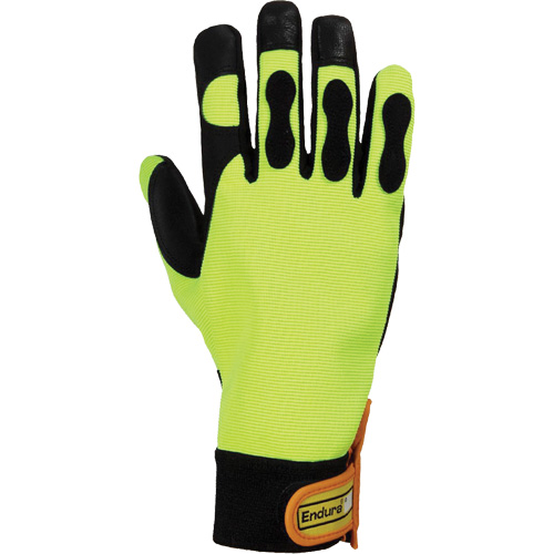 Endura&reg; Hi-Viz Chainsaw Gloves, Size Large/9, Goatskin Palm Action Paper