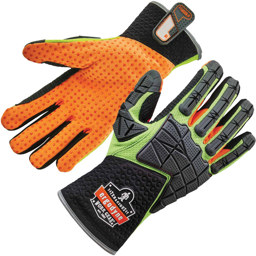 Gants &agrave; dos absorbeur d'impacts ProFlex 925F(X), Petit, Paume en Cuir refendu, Poignet &agrave; enfiler Action Paper