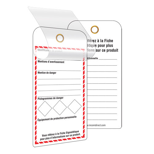 &eacute;tiquettes SGH auto-plastifiantes pour le milieu de travail, Papier cartonn&eacute;, 3" la x 6" h, Français Action Paper