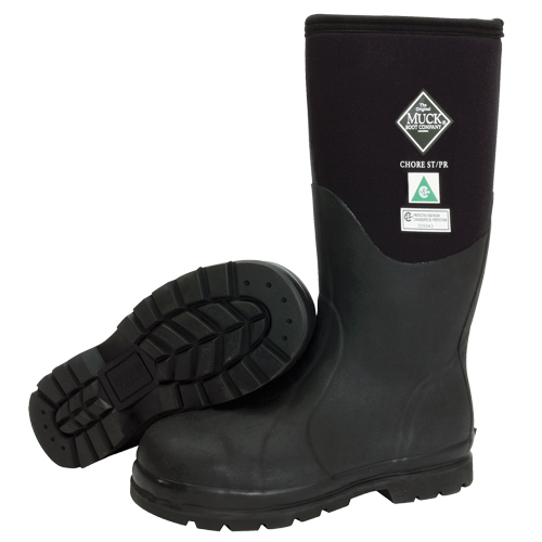 Chore Classic Fleece-Lined Work Boots, Rubber, Steel Toe, Size 5, Puncture Resistant Sole Action Paper