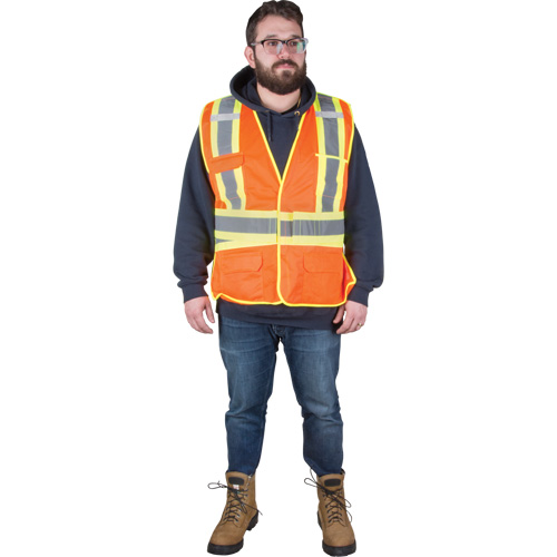 Veste d'arpenteur r&eacute;sistante aux flammes, Orange haute visibilit&eacute;, T-Grand, Polyester Action Paper