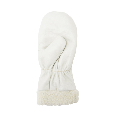 Mitaines d'hiver en cuir fleur de premi&egrave;re qualit&eacute; doubl&eacute;es de boa, Taille Grand, Mitaine Action Paper