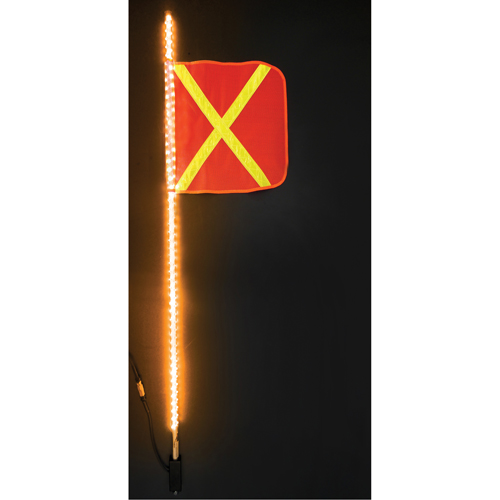 Safety Whip&reg; Heavy-Duty LED Whips, Hitch Mount, 5 High, Orange with Reflective Action Paper