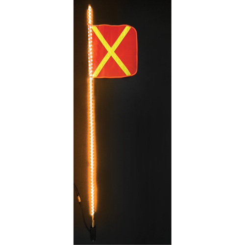 Safety Whip&reg; Heavy-Duty LED Whips, Hitch Mount, 6 High, Orange with Reflective Action Paper