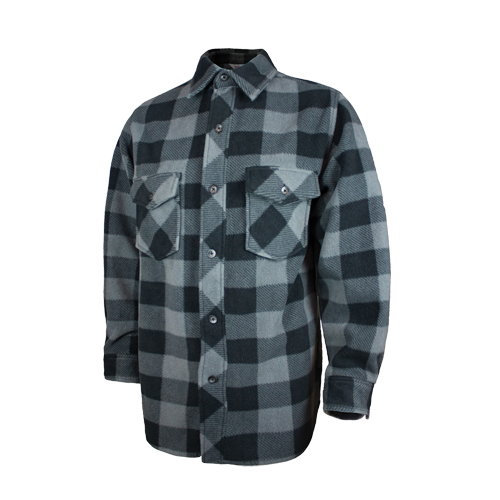 Plaid Solar Fleece Shirt, Men's, Large, Grey Action Paper