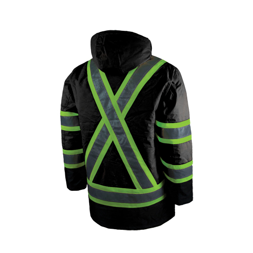Lined Safety Parka, Black, Large Action Paper