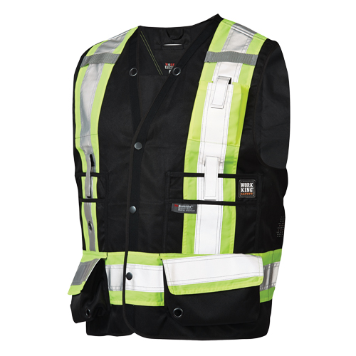 Veste de s&eacute;curit&eacute; pour arpenteur, Noir, Grand, Polyester Action Paper