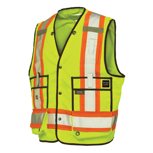 Veste de s&eacute;curit&eacute; pour arpenteur, Jaune lime haute visibilit&eacute;, T-Grand, Polyester Action Paper