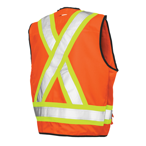 Veste de s&eacute;curit&eacute; pour arpenteur, Orange haute visibilit&eacute;, Grand, Polyester Action Paper
