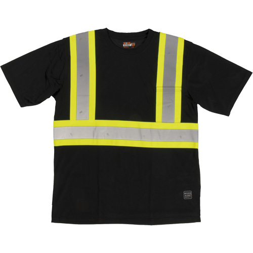Short-Sleeved Safety T-Shirt with Pocket, Polyester, Large, Black Action Paper