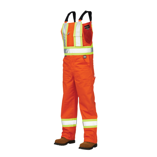 Unlined Safety Overalls, Poly-Cotton, Large, High Visibility Orange Action Paper