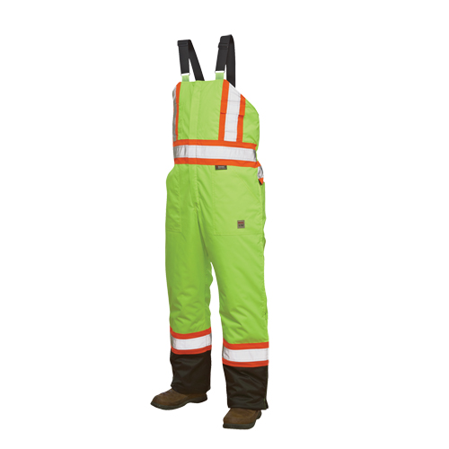 Lined Safety Overalls, Polyester/Polyurethane, Large, High Visibility Lime-Yellow Action Paper