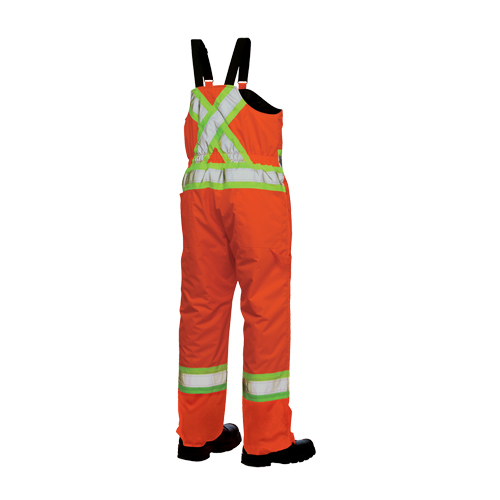 Lined Safety Overalls, Polyester/Polyurethane, Large, High Visibility Orange Action Paper