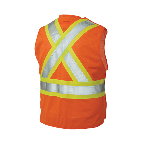Veste de s&eacute;curit&eacute; d&eacute;tachable en cinq points, Orange haute visibilit&eacute;, Grand/T-Grand, Polyester Action Paper