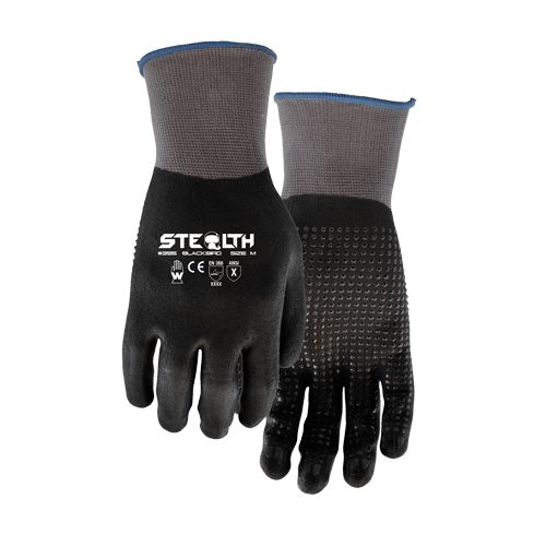 Gants 395 Stealth Blackbird, 11/2T-Grand, R&ecirc;vetement Mousse de nitrile, Calibre 15, Enveloppe en Nylon Action Paper