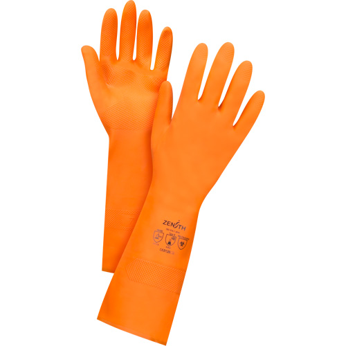 Gants orange de premi&egrave;re qualit&eacute; r&eacute;sistants aux produits chimiques, Taille T-Grand/10, 13" lo, Latex de caoutchouc, Doublure en Ouat&eacute;e, 28 mils Action Paper