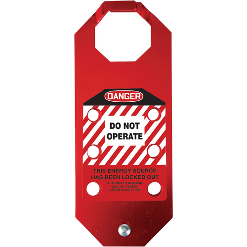 Stopout&reg; OSHA Danger Aluma-Tag Do Not Operate Hasp, Red Action Paper