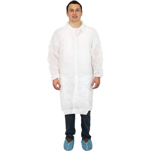Lab Coat, Polypropylene, White, Medium Action Paper