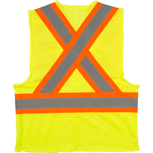 Traffic Safety Vest, High Visibility Lime-Yellow, 2X-Large, Polyester Action Paper