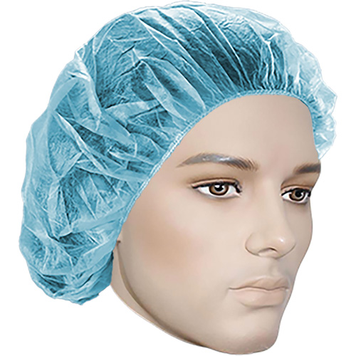 Bonnets bouffants, Polypropyl&egrave;ne, 18", Bleu Action Paper