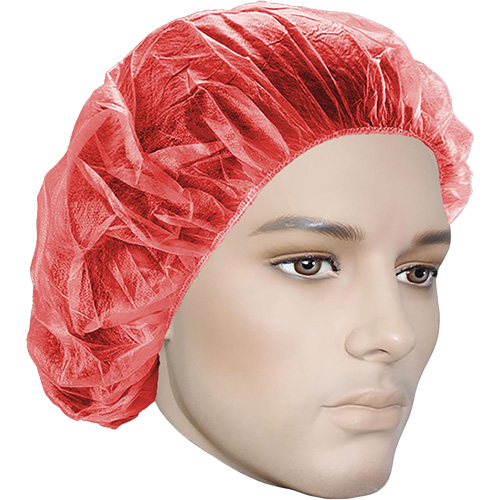 Bonnets bouffants, Polypropyl&egrave;ne, 21", Rouge Action Paper